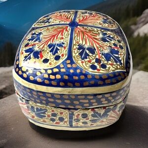 Stunning hand painted floral pattern smooth jewelry box made from Paper and wood